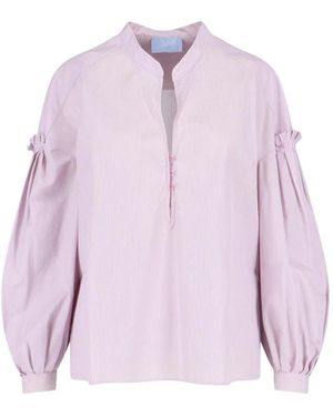 The Seafarer Striped Ruffled Shirt - Pink
