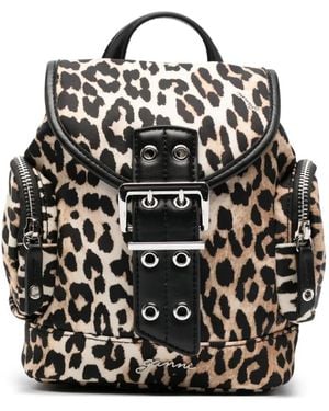 Ganni Mini Leopard-print Backpack - Black