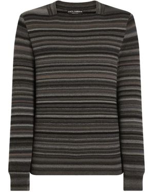 Dolce & Gabbana Striped Wool Pullover - Black