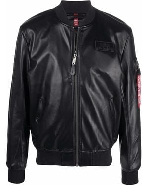 Alpha Industries Ma-1 Vf Jacket Black In Leather