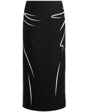Moschino Printed Cotton Midi Skirt - Black