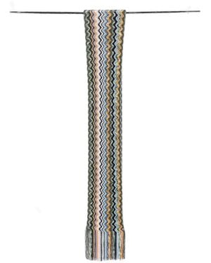 Missoni Zigzag-Knit Fringed Scarf - White