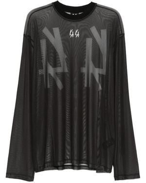 44 Label Group Logo-Print Mesh T-Shirt - Black