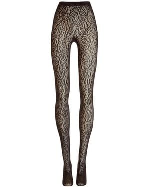 Wolford Lace-Effect Tights - Black