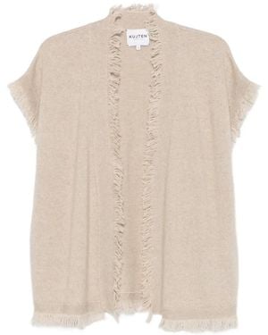 Kujten Frayed-Trim Short-Sleeve Cardigan - White