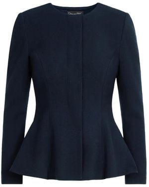 Oscar de la Renta Peplum Wool-Blend Jacket - Blue