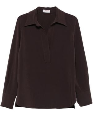 Alberto Biani Collared Long-Sleeve Top - Black