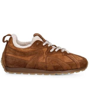 Inuikii Shearling-Lined Suede Sneakers - Brown
