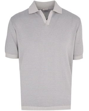 Agnona Knitted Striped Polo Shirt - Grey