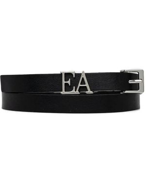 Emporio Armani Logo Leather Belt - White