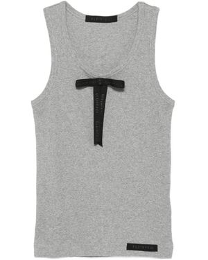 ALAINPAUL Bow-Detail Ribbed Top - Gray