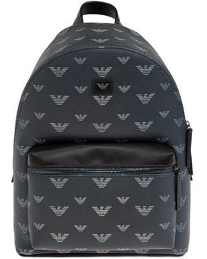 Emporio Armani Mochila Con Monograma Estampado - Azul
