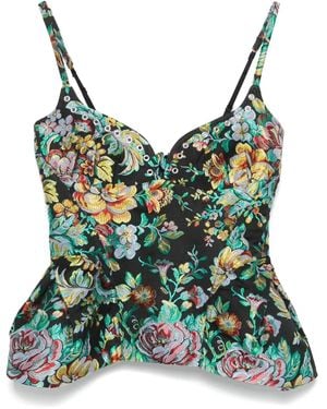 Marques'Almeida Brocade Corset-Style Camisole Top - Green