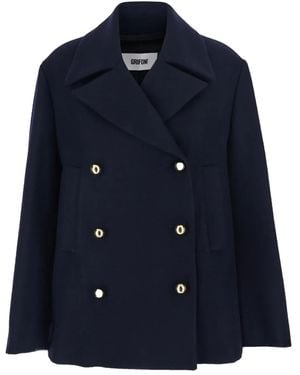 Grifoni Double-Breasted Wool Jacket - Blue