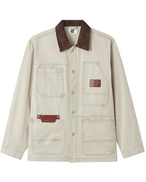 Izzue Logo-Patch Shirt Jacket - White