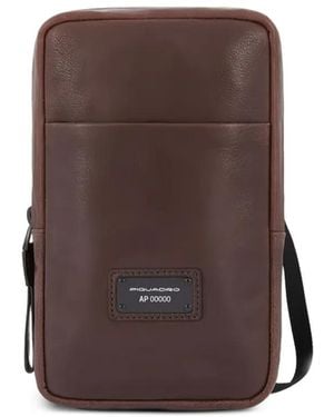 Piquadro Schultertasche Mit Logo-Schild - Braun