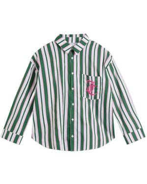 Juicy Couture Gestreiftes Hemd Mit Logo-Stickerei - Grün