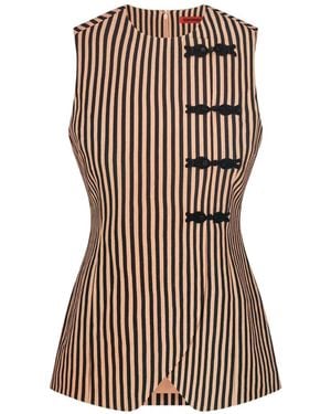 Simon Miller Mavis Striped Frog-Fastening Top - Brown