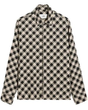 Ami Paris Checked Double Topstitching Shirt - Black