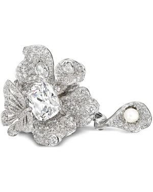 Anabela Chan 18Kt Diamond Peony Butterfly Diamond And Pearl Ring - White