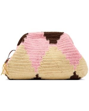among Bilum Crochet-Knit Patterned Clutch Bag - Pink