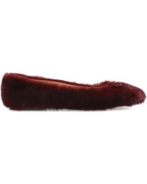 Odissi Lou Bow-Embellishment Ballet Flats - Red