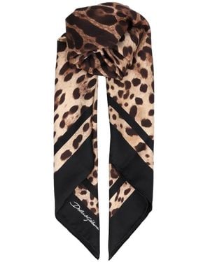 Dolce & Gabbana Leopard-Print Silk Scarf - White