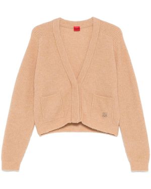 HUGO Logo-Embroidered Cardigan - Natural