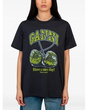 Ganni チェリープリント Tシャツ - ブラック