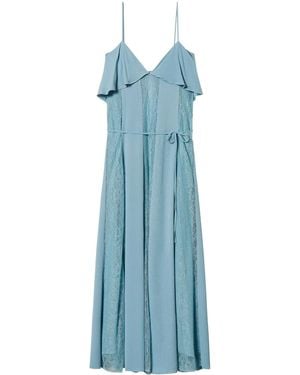 Twinset Spitzenkleid mit Rüschen - Blau