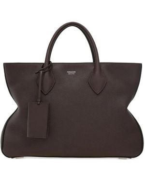 Ferragamo Sac À Main À Logo Imprimé - Brown