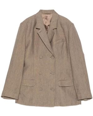 Mark Kenly Domino Tan Jenia Double-Breasted Jacket - Natural