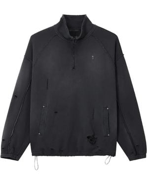 FIVE CM Distressed Quarter-Zip Jumper - Blue