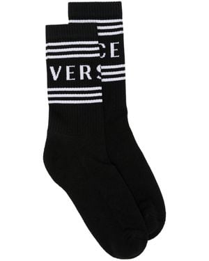 Versace Logo-Jacquard Socks - Black