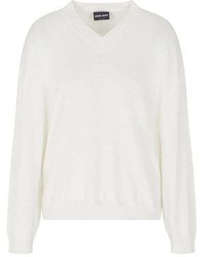 Giorgio Armani V-Neck Jumper - White