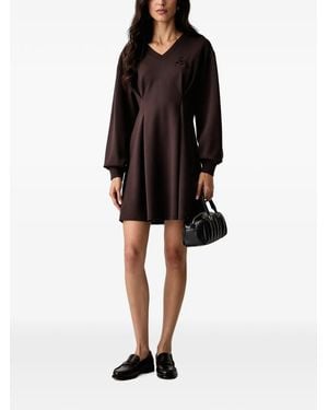 ARMANI EXCHANGE Sequin-Logo Pleated Dress - Black