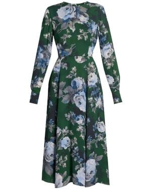 Erdem Floral-Print Long-Sleeve Dress - Green