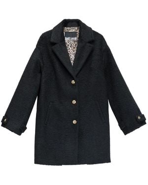 Just Cavalli Bouclé-Texture Single-Breasted Coat - Black