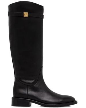 Coccinelle Pansy Logo-Plaque Knee-High Boots - Black