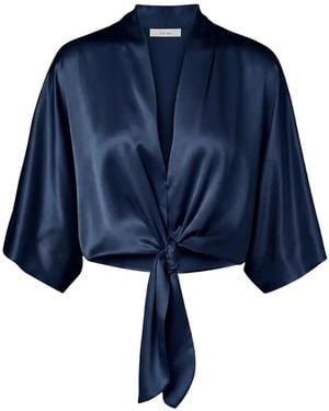 The Sei Dolman Tie-Front Silk Blouse - Blue