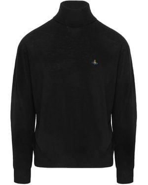 Vivienne Westwood Orb-Embellished Turtleneck Sweater - Black