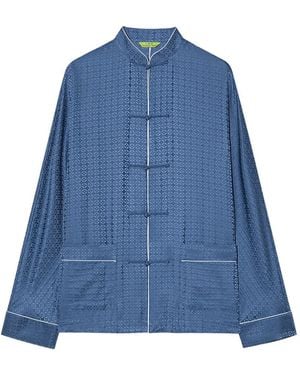 Shanghai Tang Silk Jacquard Pyjama Set (Set Of Two) - Blue
