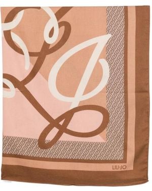 Liu Jo Logo-Print Square Scarf - Pink