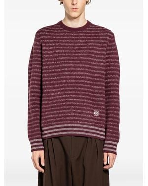Loewe Pull Rayé À Col Rond - Rouge