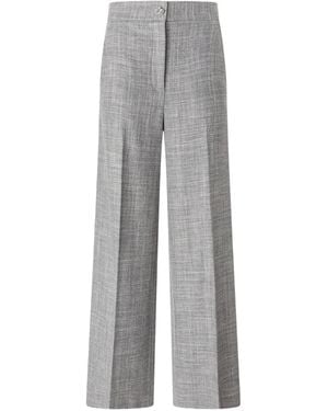 Genny Crown-Plaque Wide-Leg Trousers - Grey