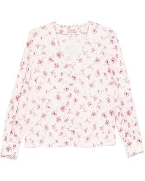 Twinset Floral V-Neck Blouse - Pink