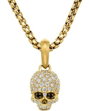 David Yurman 18kt Memento Mori Skull Gelbgoldamulett mit Diamanten - Mettallic