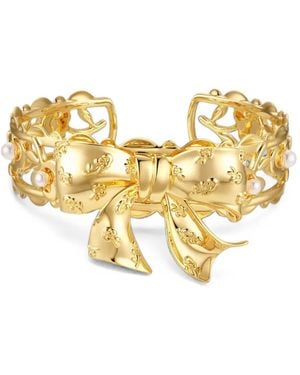 ShuShu/Tong X Yvmin Bow-Detail Pearl-Embellished Bracelet - Metallic