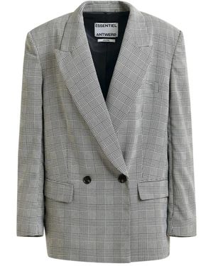 Essentiel Antwerp ハウンドトゥース ダブルジャケット - グレー