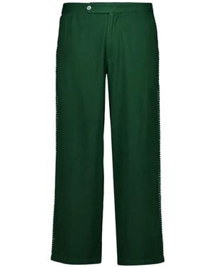 BAZISZT Corniche Pom-Pom Trim Trousers - Green